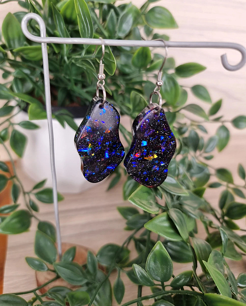 Glitter Galaxy Dangle Resin Earrings