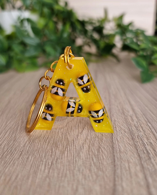 Bee Yellow Resin Key Chain