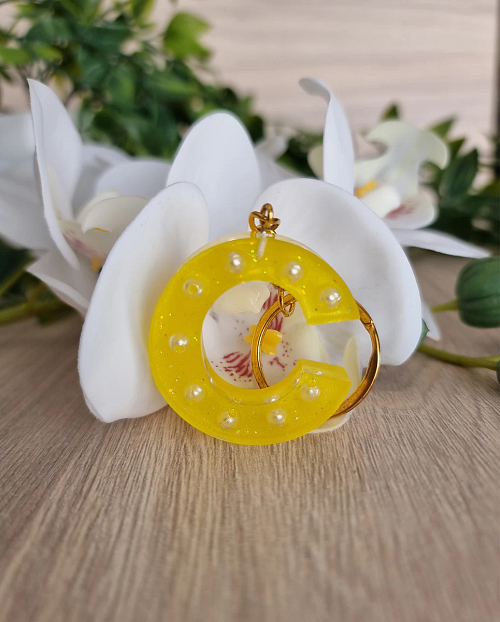 Yellow Resin Alphabet Key Chain