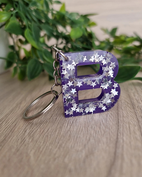 Purple Star Glitter Key Chain 3