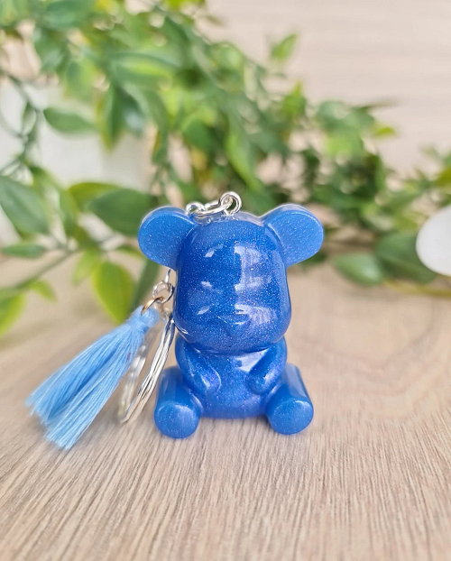 Blue Bear Resin Key Ring