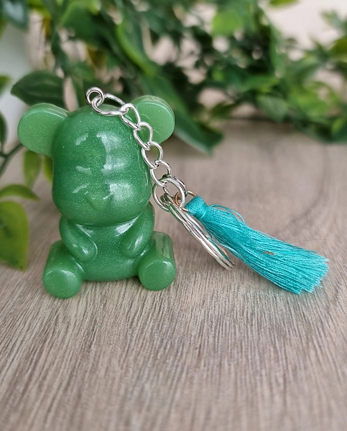 Green Bear Resin Key Ring