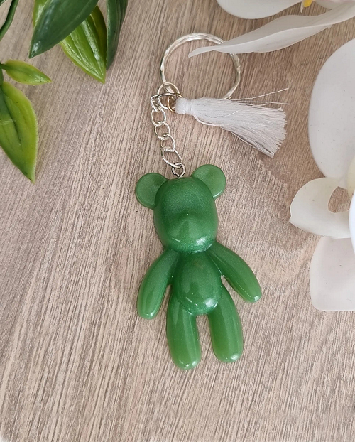 Green Bear Resin Key Ring