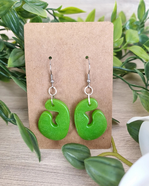 Bright Green Funny Shape Earrings - Green Resin Earrings