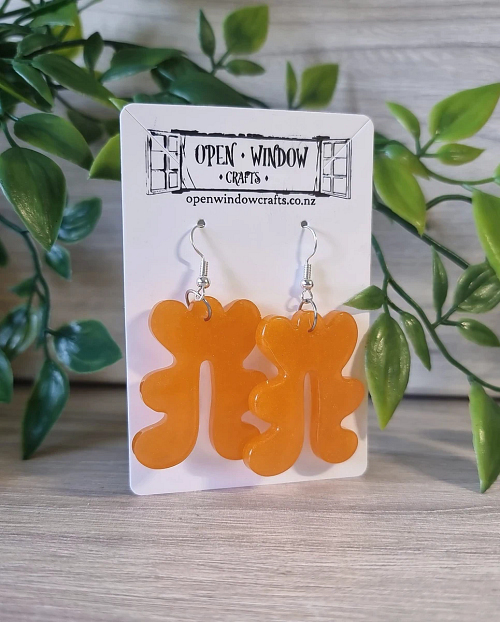 Orange Resin Irregular Shaped Resin Dangle Earrings