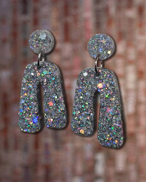 Silver Glitter Dangle Earrings (5)