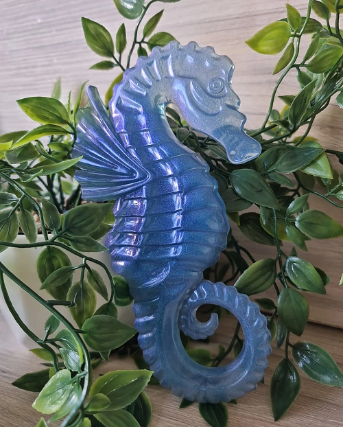 Blue Purple Shimmer Resin Sea Horse