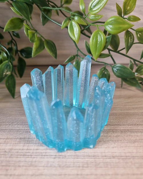Translucent Blue Resin Crystal Trinket Ring Bowl