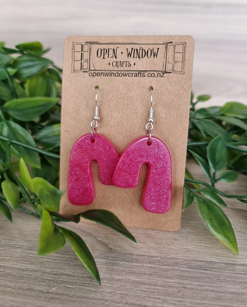 Pink Melon Color Glitter Resin Earrings
