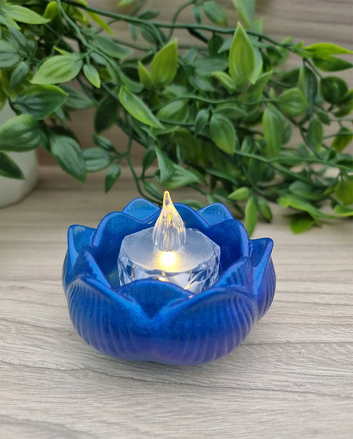 Blue Glitter Lotus Resin Trinket - Potpourri - Resin Candle Tray