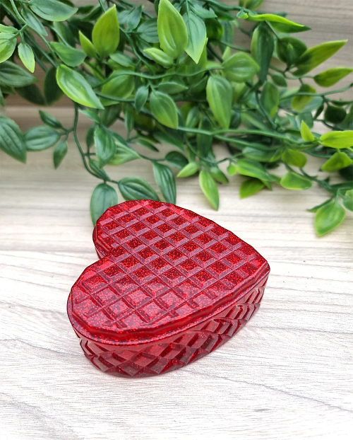 Red Rose Glitter Heart Resin Trinket  Tray
