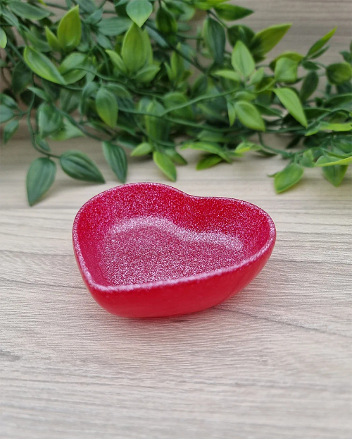 Red Pinkish Glitter Heart Small Resin Trinket Tray
