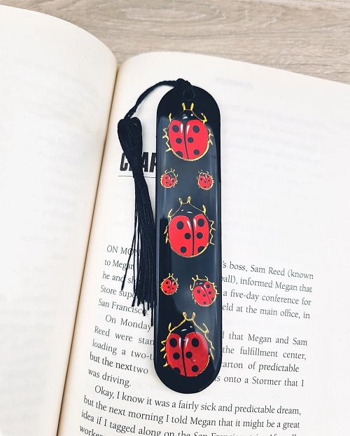 Red Lady Bug Resin Bookmark 2