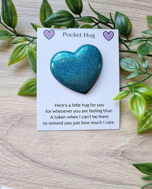 Fine Blue Glitter Resin Pocket Hug NZ 4