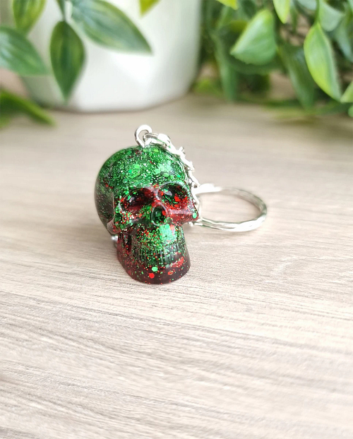 Red Green Glitter Christmas Resin Key Chain Key Ring New Zealand (1)