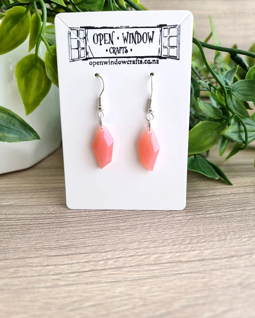 Pink Gem Shape Resin Earrings