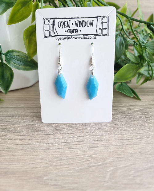 Turquoise Gem Shape Resin Earrings (2)