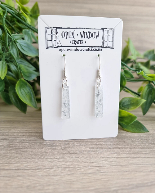 Silver Flake Thin Resin Earrings
