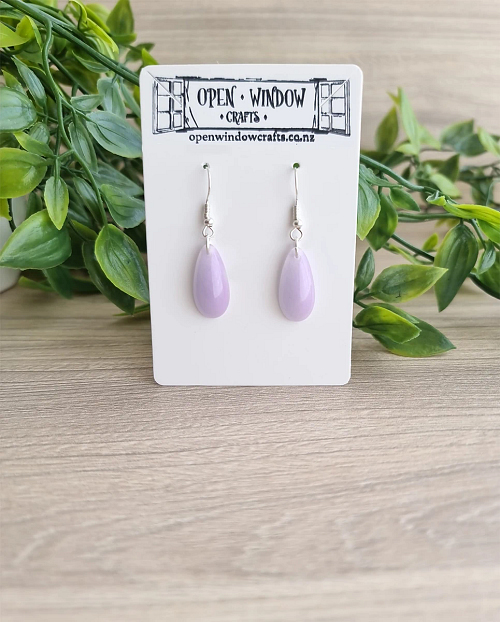 Purple Small Tear Drop Resin Earrings