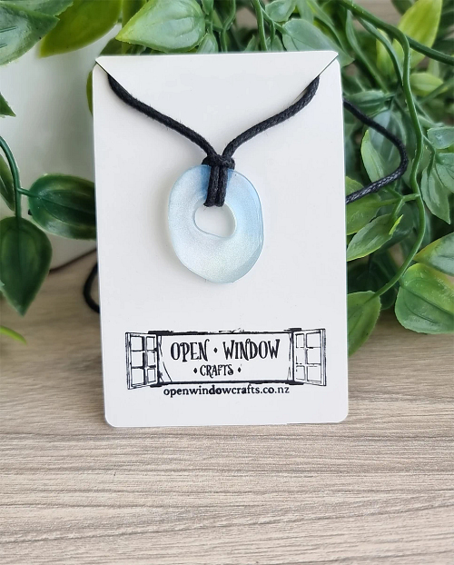 Irregular Blue Green Shimmer Resin Necklace