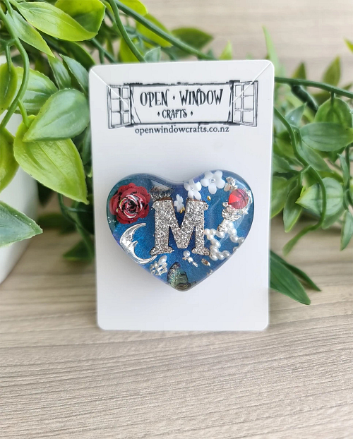 3D Alphabet Heart Fridge Magnet "M" - Resin Fridge Magnet