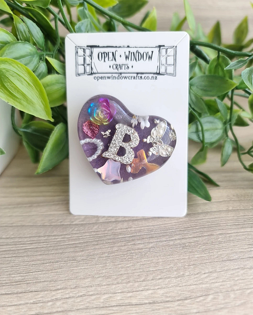 3D Alphabet Heart Fridge Magnet "B" - Resin Fridge Magnet