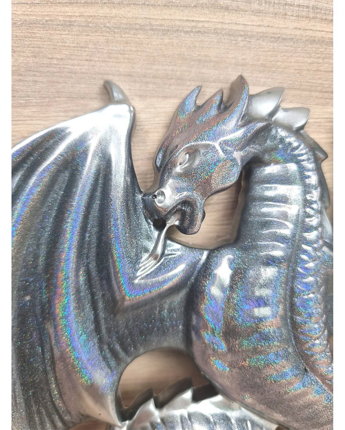 Silver Shimmer Lazer Glitter Resin Dragon (4)
