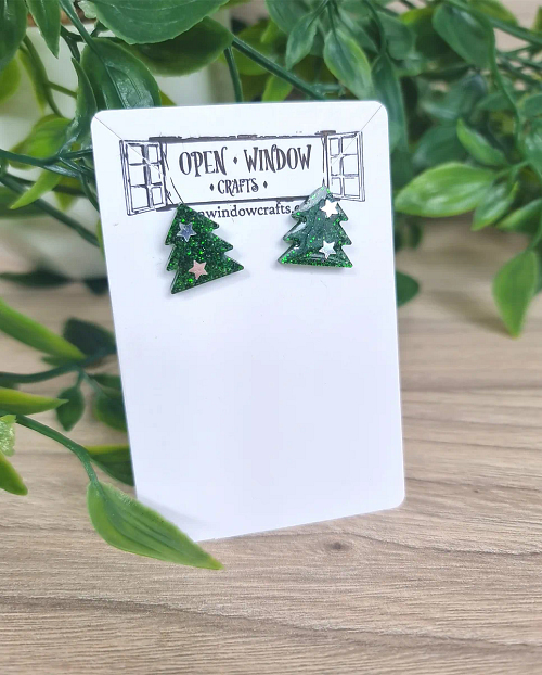 Small Christmas Tree Resin Stud Earring (3)