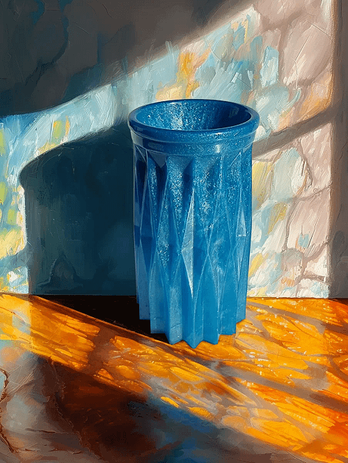 Light Blue Resin Vase Marble Style