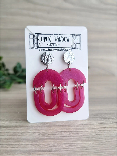 Pink Melon Dangle Stud Earrings Handmade Jewellery New Zealand