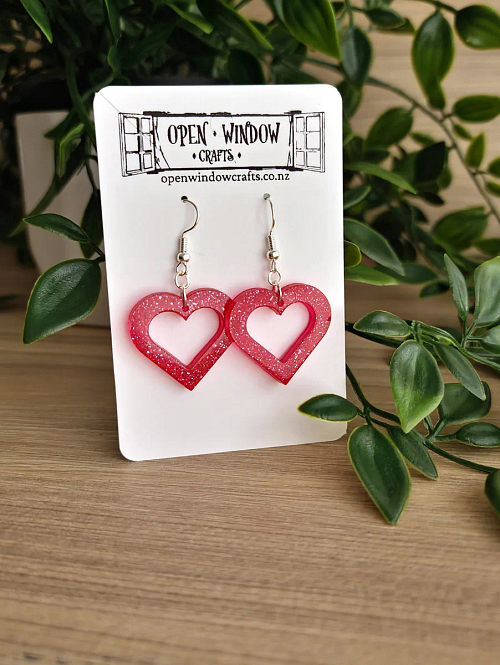 Red Shimmer Glitter Heart Handmade Jewellery