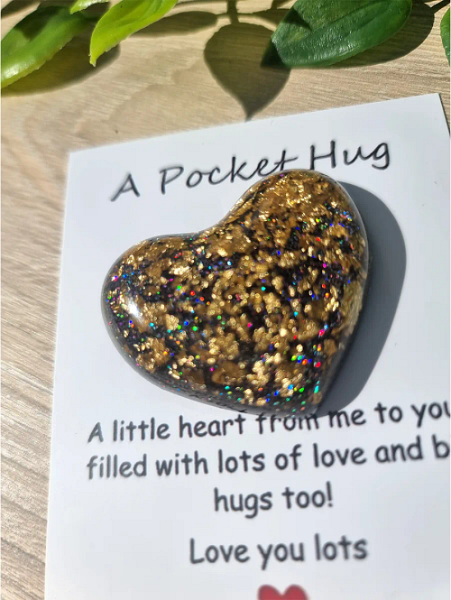 Gold Flake Black Sparkle Glitter Pocket Hug Handmade Jewellery NZ (4)