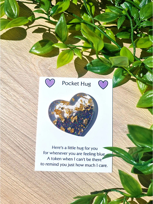 Gold Flake Black Sparkle Half Resin Pocket Hug Handmade Jewellery NZ (3)