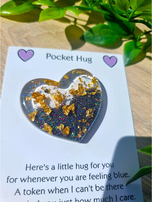 Gold Flake Black Sparkle Half Resin Pocket Hug Handmade Jewellery NZ (3)