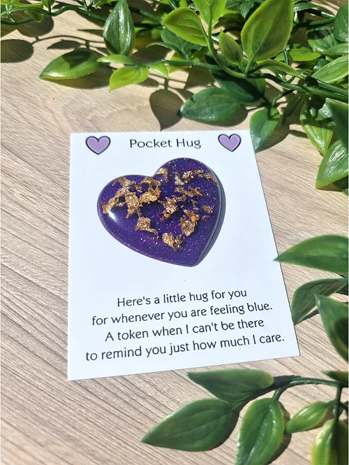Gold Flake Purple Glittter Pocket Hug Handmade Jewellery NZ
