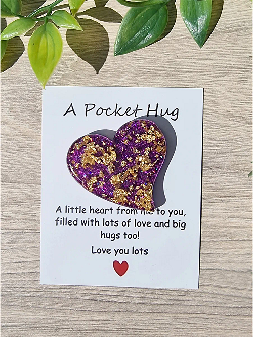 Purple Glitter Gold Flake Resin Pocket Hug Style 2