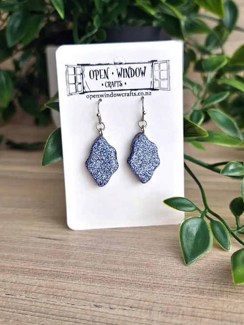 Irregular Glitter Galaxy Dangle Earrings Handmade Jewellery NZ