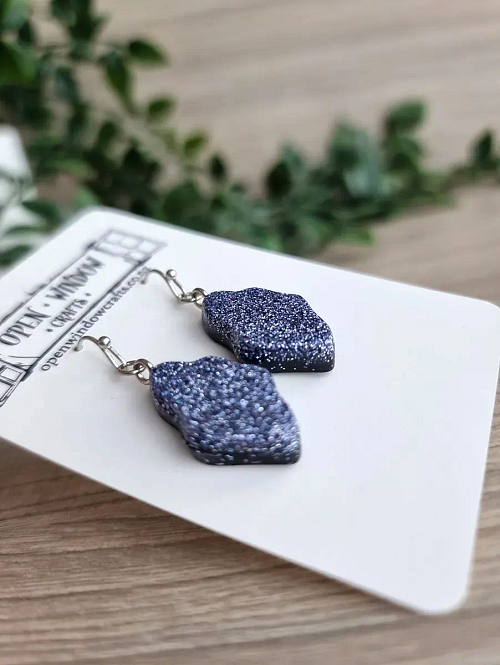 Irregular Glitter Galaxy Dangle Earrings Handmade Jewellery NZ