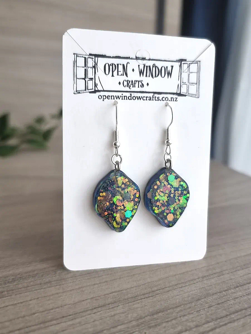 Irregular Sparkle Shimmer Glitter Dangle Resin Earrings
