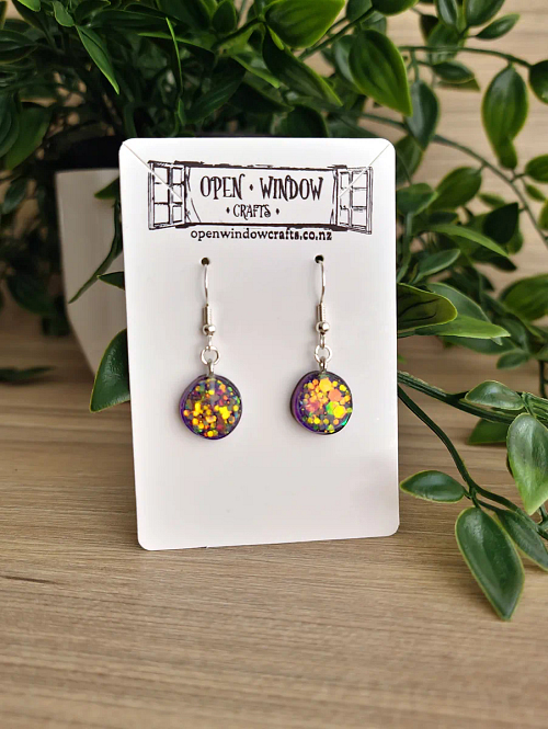 Round Irregular Sparkle Shimmer Glitter Dangle Earrings
