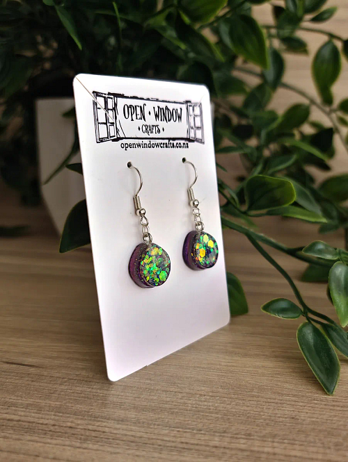 Round Irregular Sparkle Shimmer Glitter Dangle Earrings