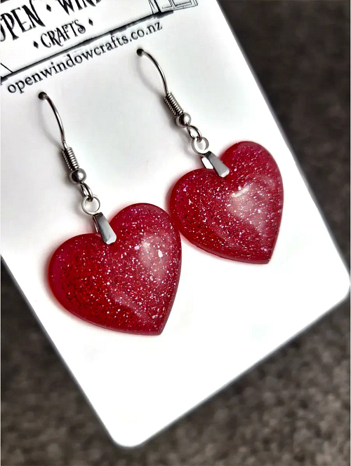 Red Shimmer Glitter Heart Handmade Jewellery