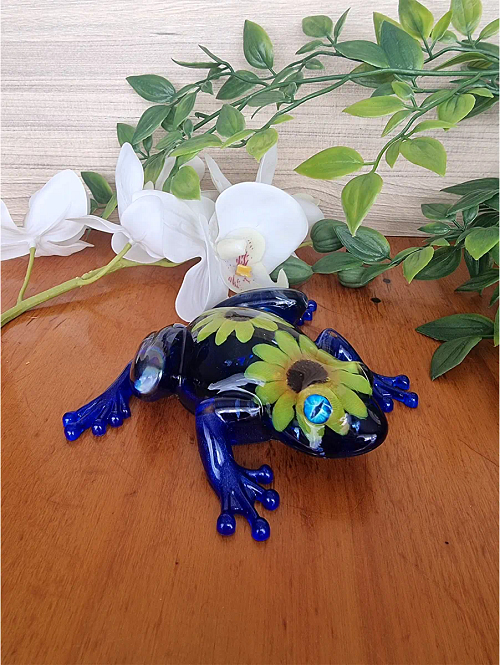 Blue Resin Blue Stone Resin Frog Open window crafts