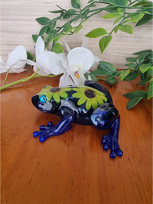 Blue Resin Blue Stone Resin Frog Open window crafts