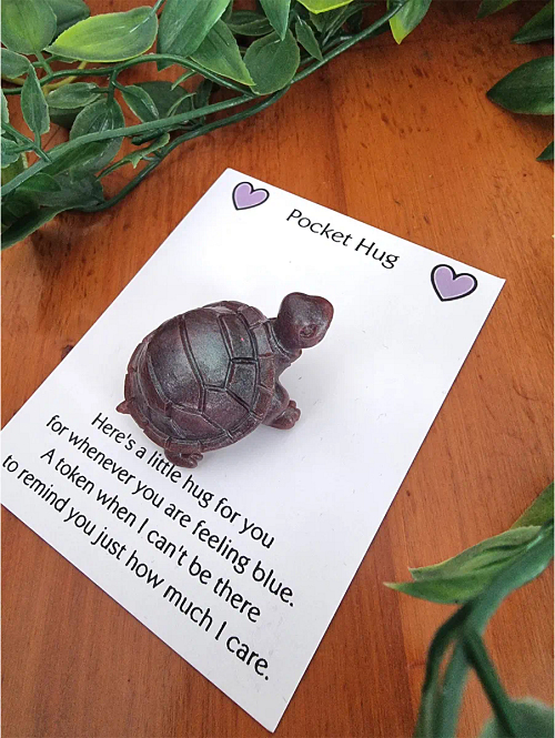 Small Brown Resin Turtle Pocket Hug