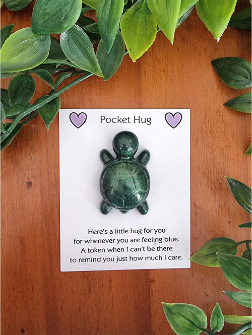 Green Mica Powder Resin Turtle Pocket Hug