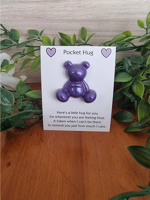Purple Resin Bear Pocket Hug New Zealand