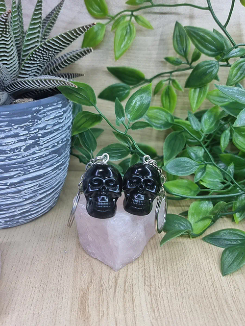 Black Resin Skull Keyring / Keychain 1pc