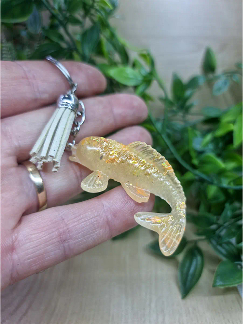 Light Yellow Tone Resin Koi Fish Keychain Keyring