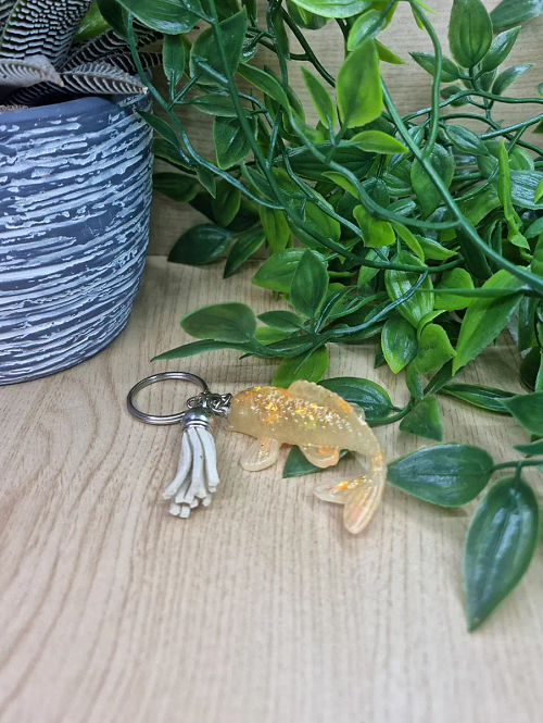 Light Yellow Tone Resin Koi Fish Keychain Keyring